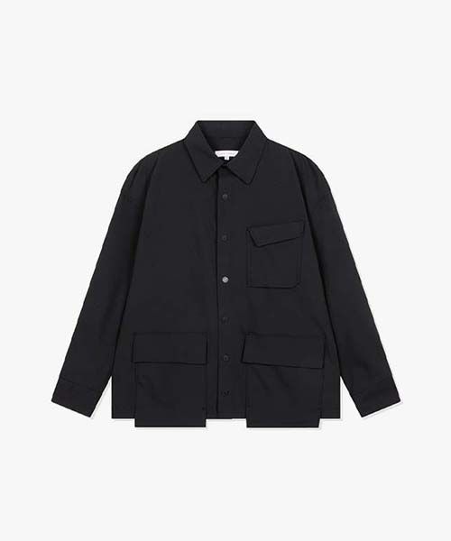 [24SS] LKS32302블랙 오버핏 아웃포켓 스트링 셔켓