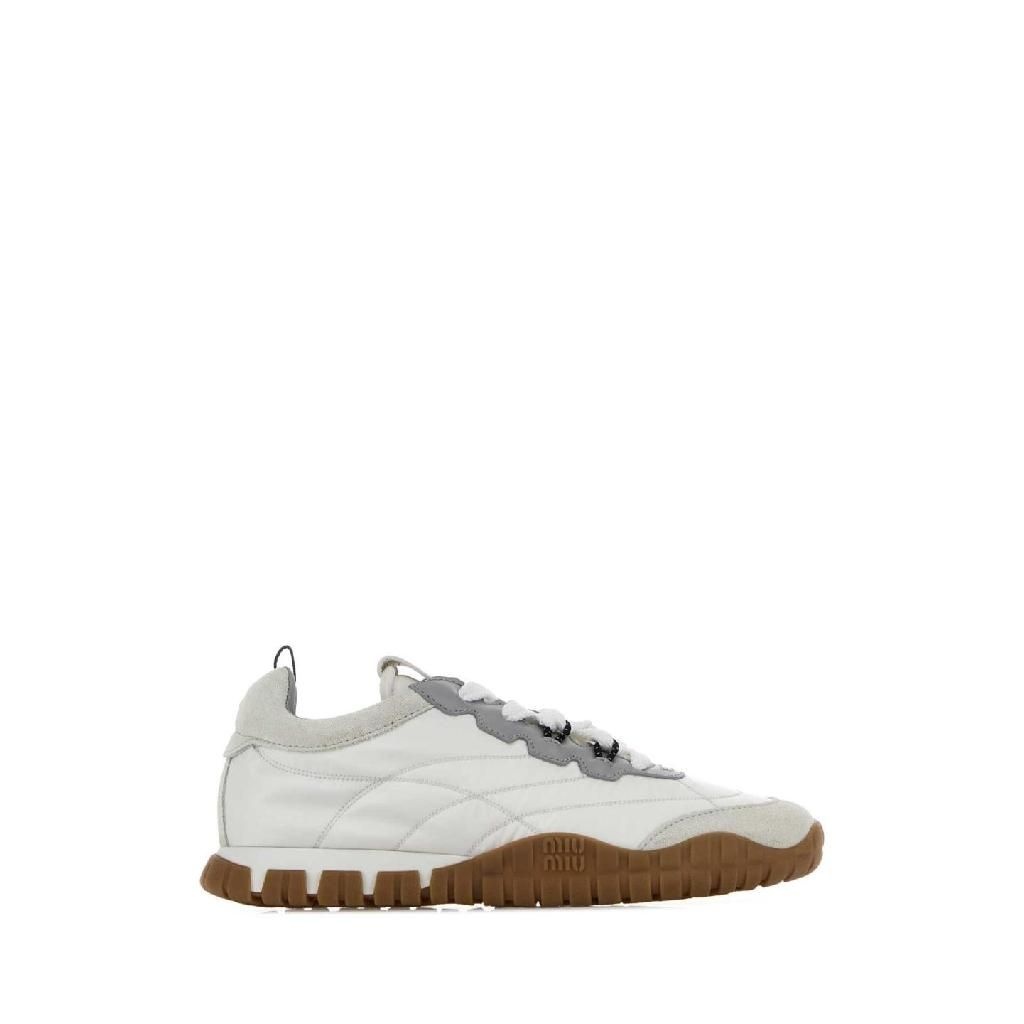 미우미우 미우미우 [X45]미우미우 5E417EF005LYW F0R3K White Re Nylon and suede sneakers 여성 스니커즈 단화 운동화 로우탑 하이탑