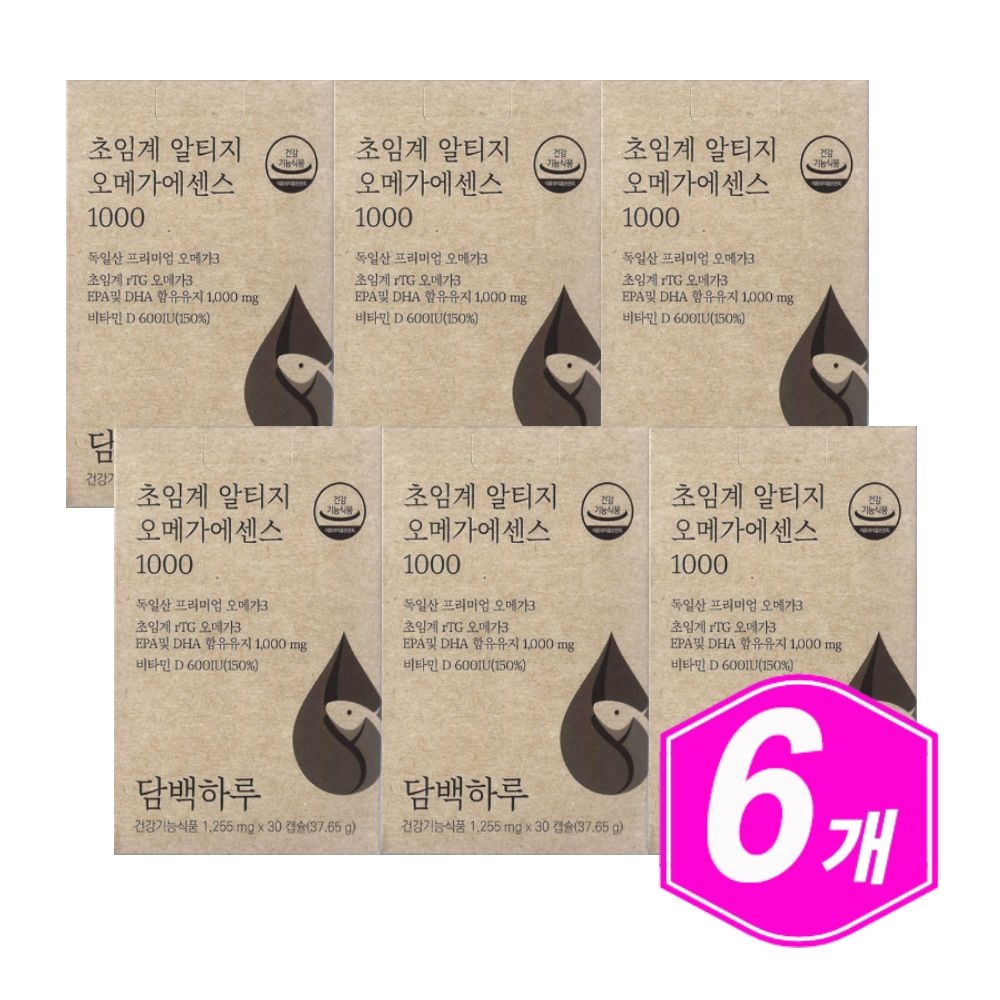 담백하루 초임계 알티지 오메가3 1000 30캡슐/ 6개 오메가쓰리 RTG OMEGA 3