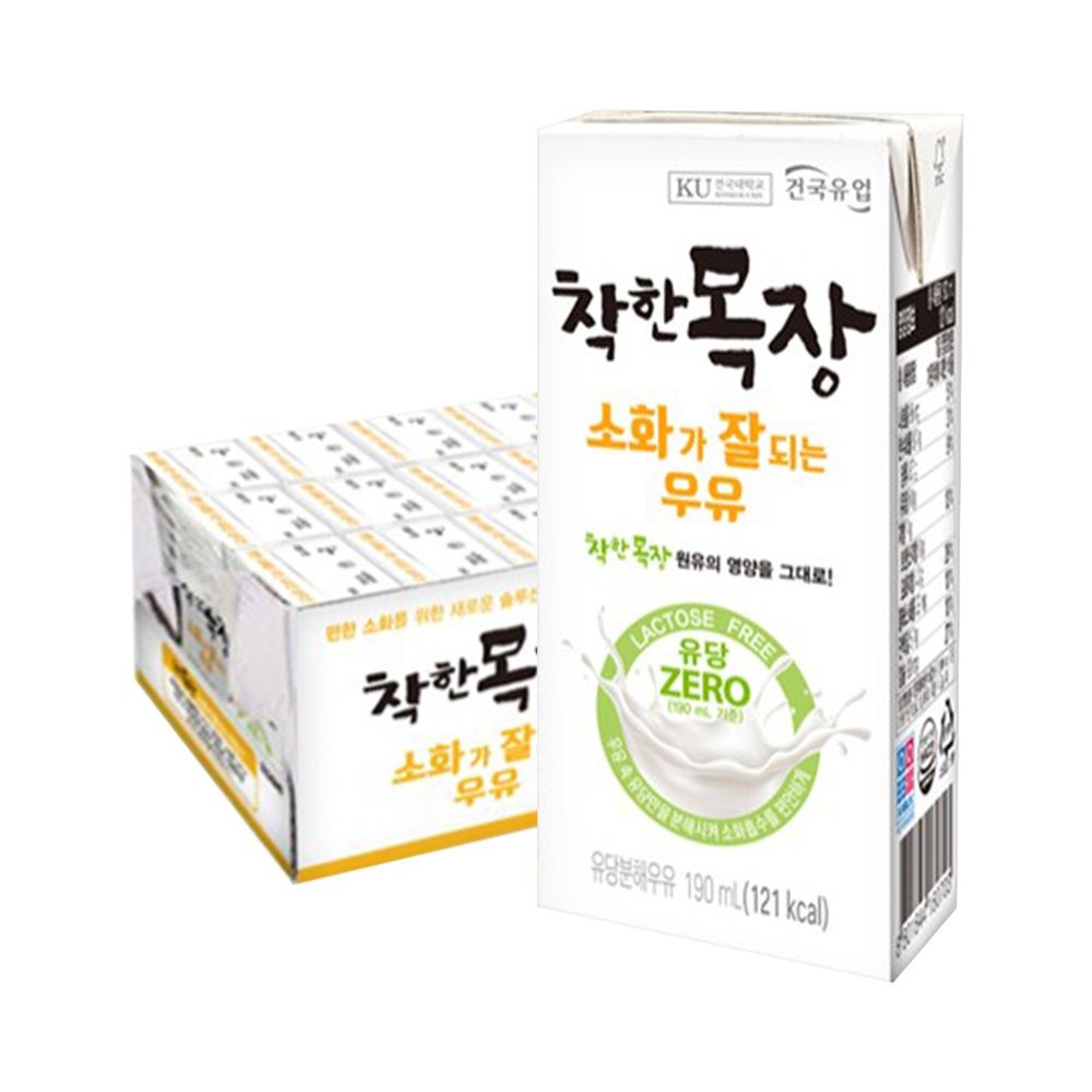 [온누리상품] 건국유업 건국우유 착한목장 소화가 잘되는 우유 190ml 24팩