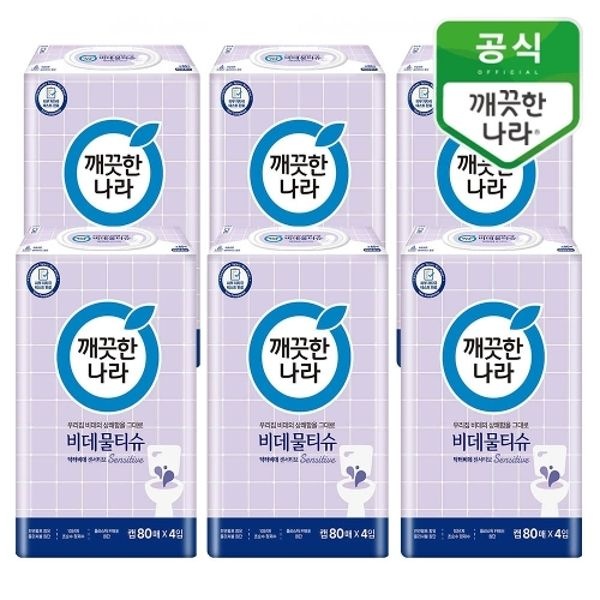 깨끗한나라 비데물티슈 닥터비데 센서티브 캡형 80매 24팩