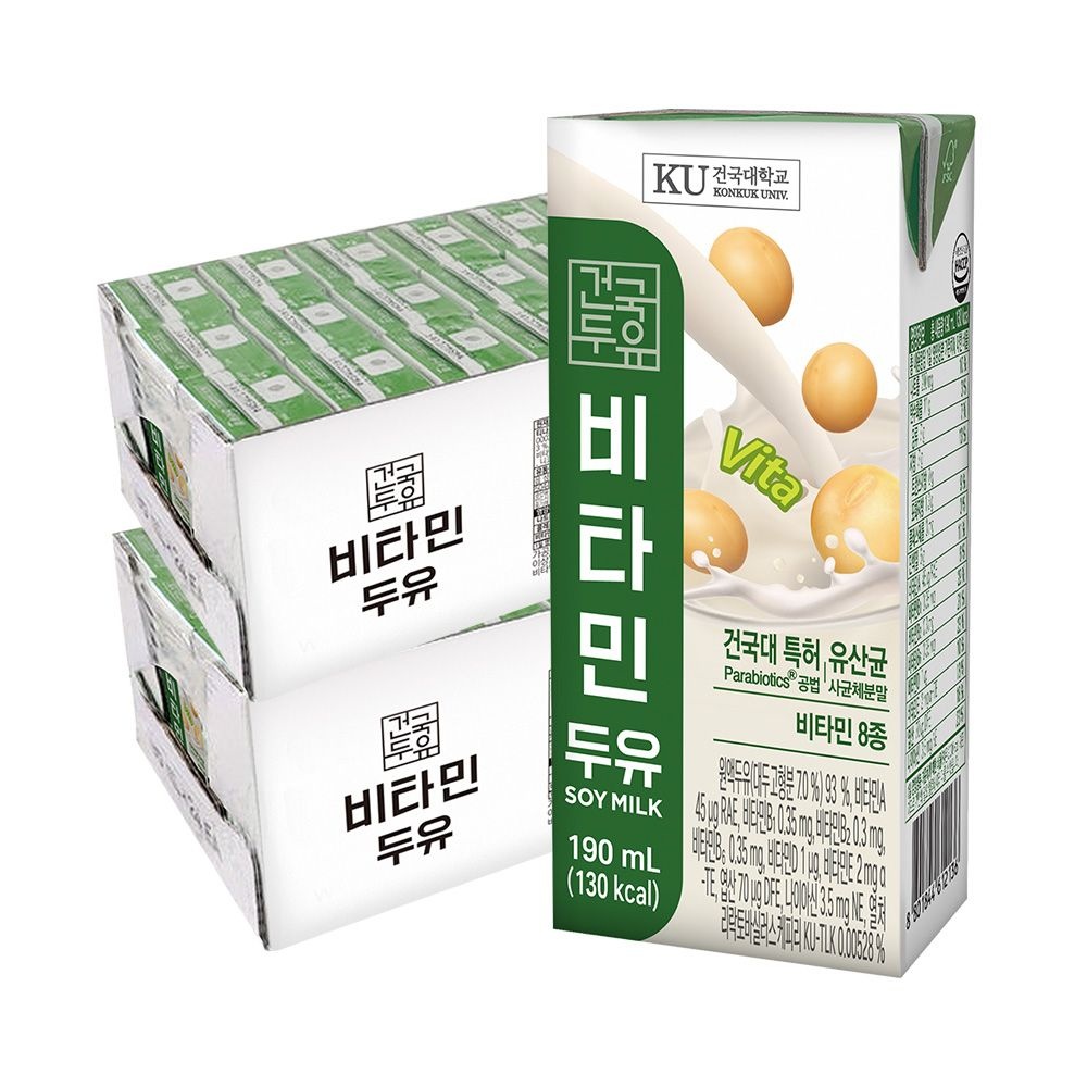 [온누리상품] 건국유업 건국두유 비타민두유 190ml 48팩(24팩 2박스)