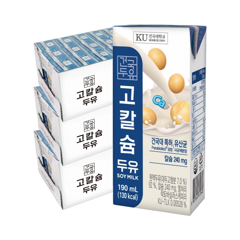 건국두유 고칼슘두유 190ml 72팩(3박스)
