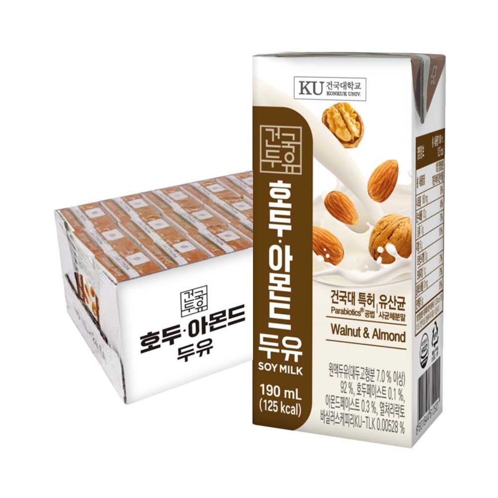 건국유업 건국두유 호두아몬드 두유 190ml 24팩(1박스)