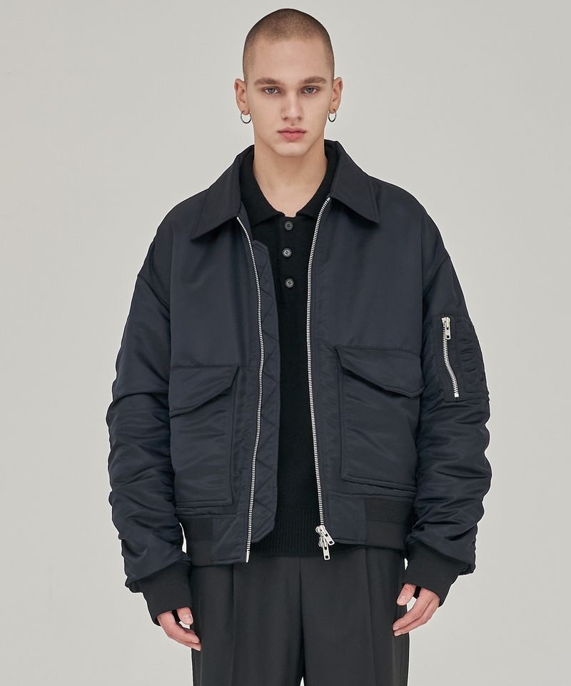 INTERSECTION 오버사이즈 더블 포켓 MA-1 점퍼 블랙