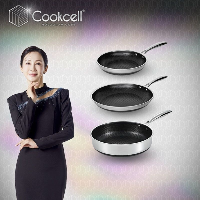 쿡셀 전인화의 블랙큐브 쿡셀 홀로그램 큐브팬 3종 세트(22cm 프라이팬+28cm 프라이팬+28cm 소테팬)[35779608]