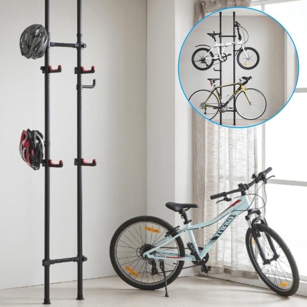 공간활용 자전거거치대 기둥식 실내 2단 자전거스탠드 수직형