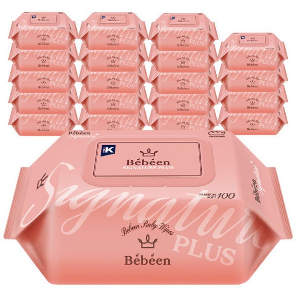 베베앙 시그니처플러스 물티슈 100매 20팩 대용량 엠보 캡형 아기물티슈