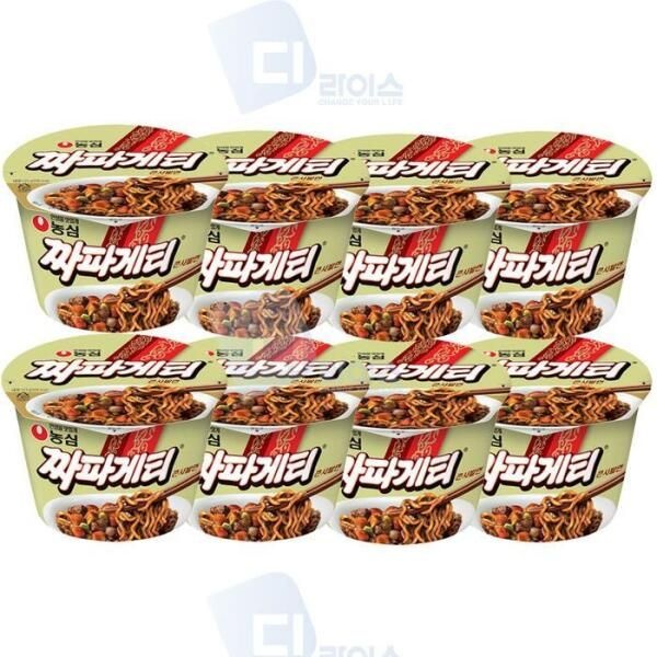 농심 [셀러허브 식품] 농심 짜파게티 큰사발면 8개 컵라면 짜장라면 짜장면 간식 야식 캠핑 식사대용 편의점