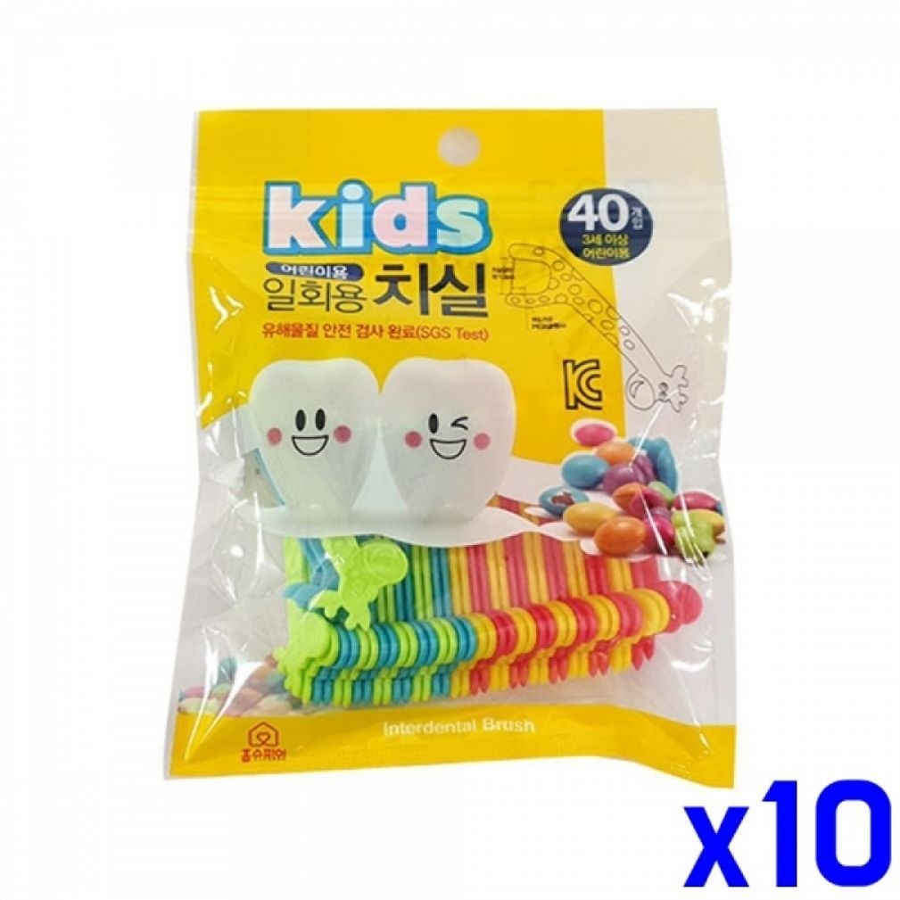 어린이용 일회용 치실 40P x10개 구강용품 구강건강 [BAW75343]