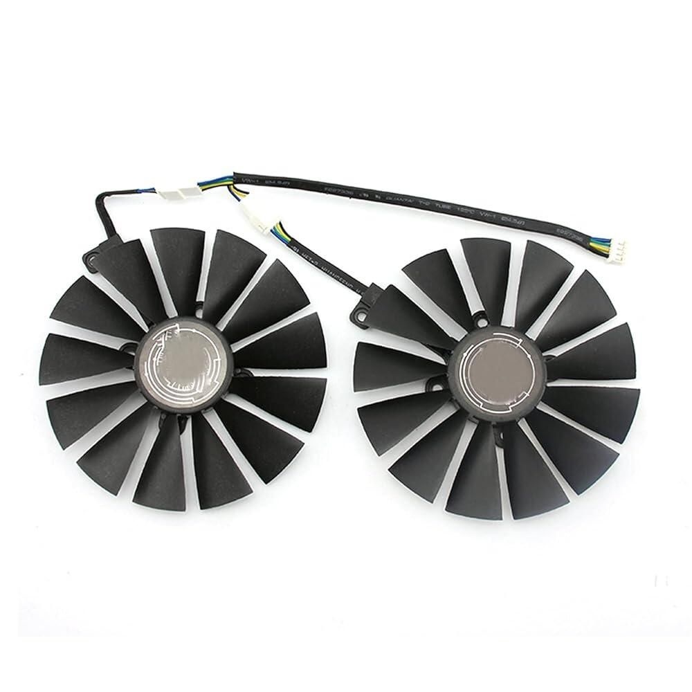 XHSESA [해외] XHSESA ASUS DUAL-RX580-8G 수리 부품용 내구성 있는 그래픽 카드 팬 교체용 4핀 비디오 카드 냉각 팬 (2개)