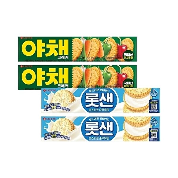 [롯데웰푸드]롯샌 파스퇴르 순우유맛 105g x2개+야채크래커 83g x2개