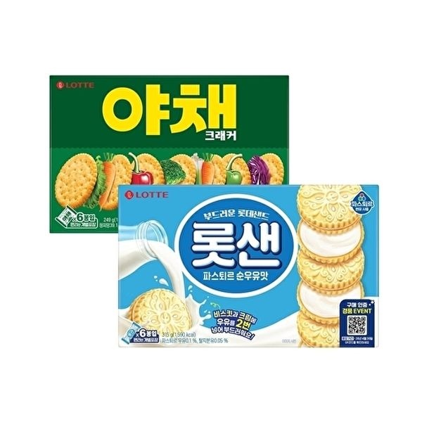 [롯데웰푸드]롯샌 파스퇴르 순우유맛 315g x1개+야채크래커 249g x1개