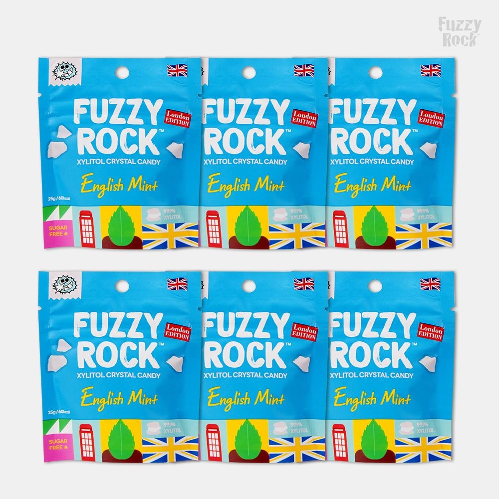 퍼지락 (현대Hmall) [퍼지락] 런던에디션 무설탕 자일리톨 크리스탈 캔디 잉글리쉬민트 25g 지퍼백 6봉
