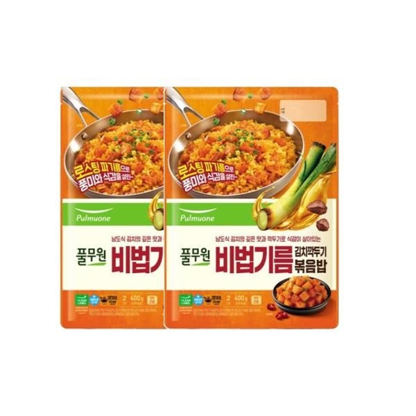 풀무원 비법기름 김치깍두기 볶음밥 2인분 2개 400g 혼밥 캠핑 자취 캠핑 안주 집들이