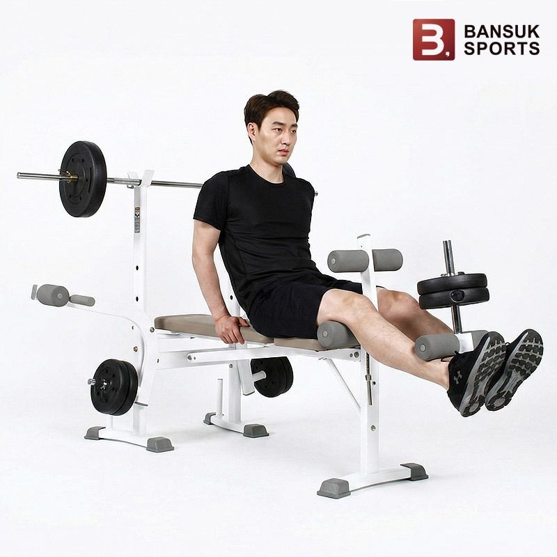 반석스포츠 (현대Hmall) [반석스포츠] 접이만능벤치 PVC바벨30kg 세트/역기봉포함/벤치프레스