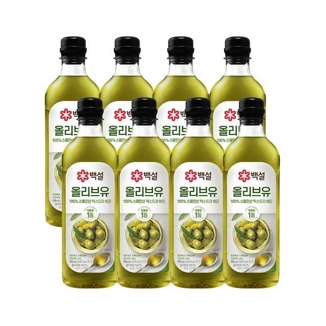 CJ제일제당 백설 엑스트라버진 압착올리브유 900ml x8개