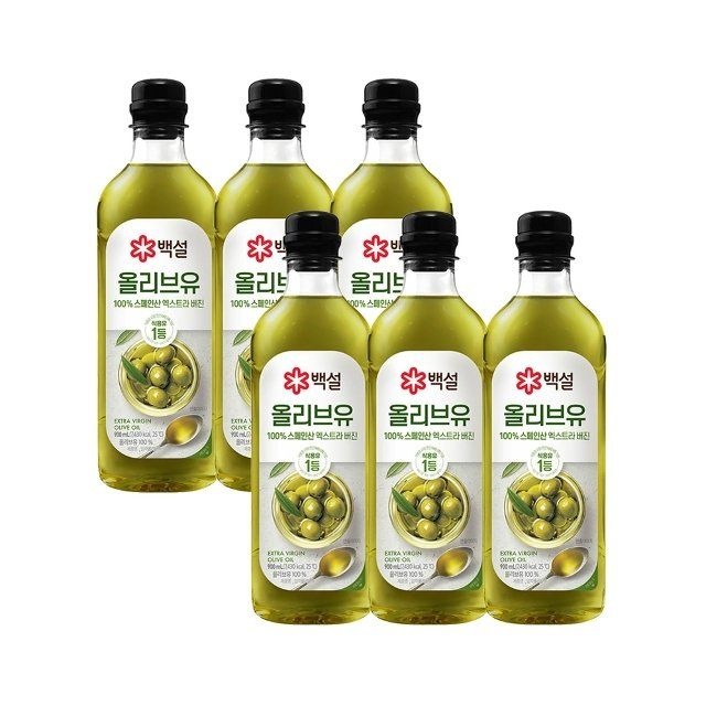 CJ제일제당 백설 엑스트라버진 압착올리브유 900ml x6개