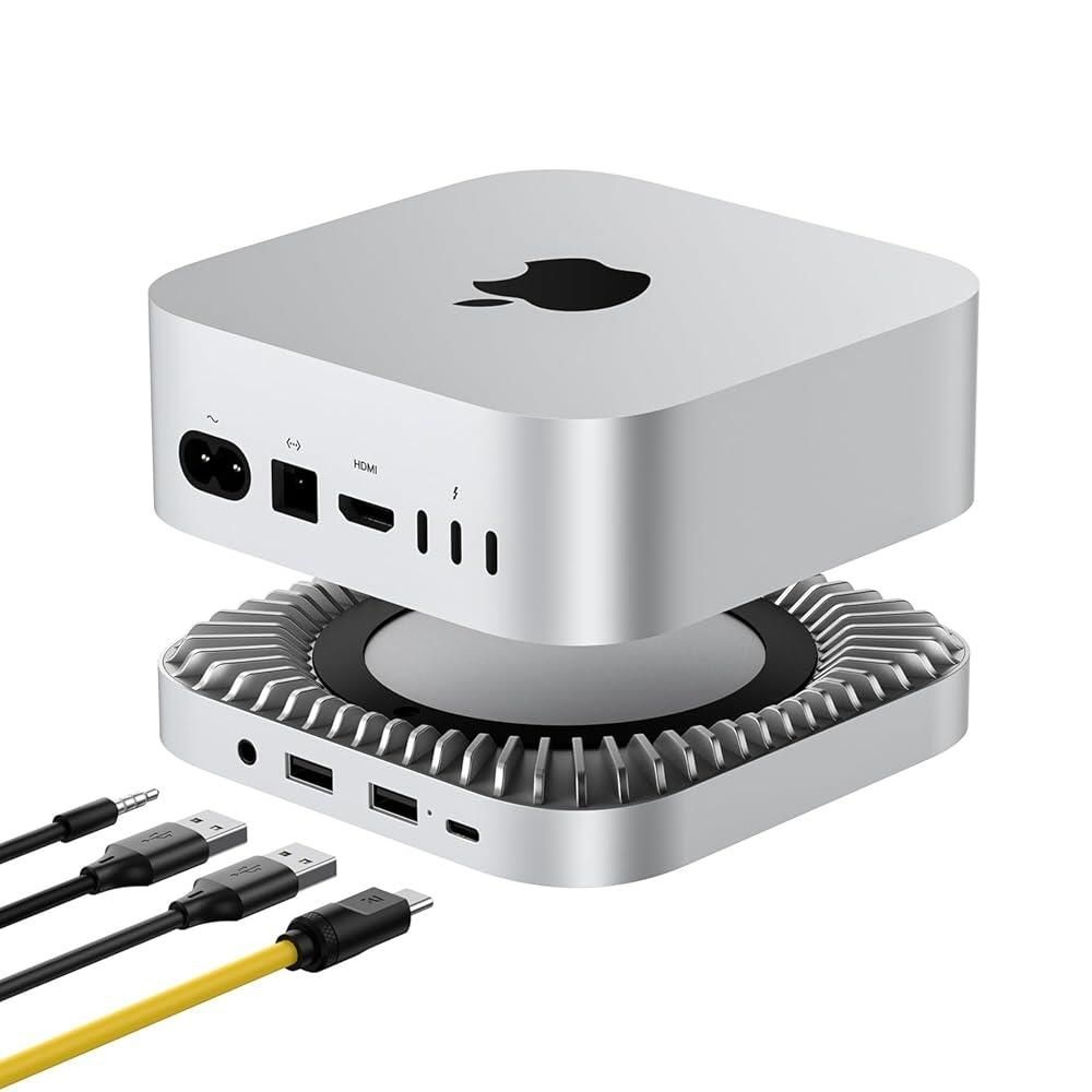 [해외] 40Gbps NVMe/M.2 SSD 인클로저, USB-A 2개, USB-C 호스트, 3.5mm 오디오가 있는 새로운 M4/M4 프로 맥 미니(2024)용 40Gbps 알루미