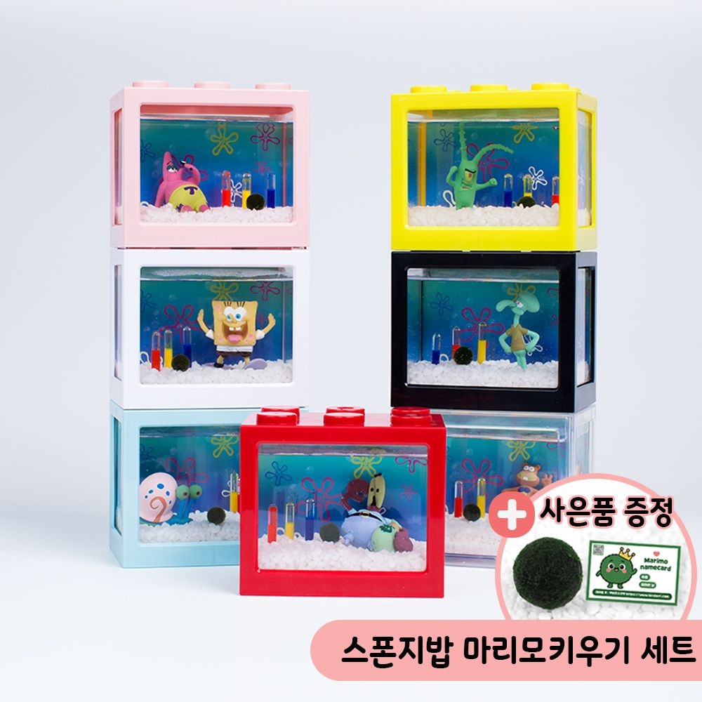 스폰지밥 마리모 키우기 세트 미니블럭 6구 마리모포함