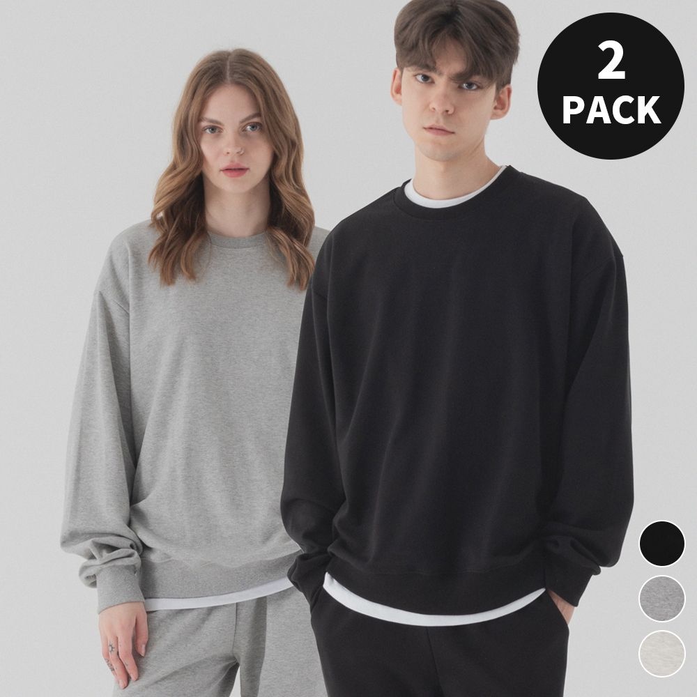 [피아네르][2 PACK] 에센셜 오버핏 맨투맨 (3color)