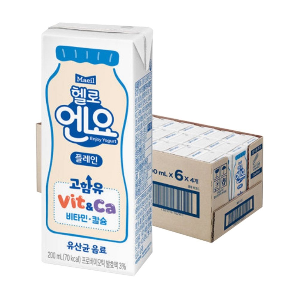 [오늘출발] 헬로엔요 플레인 유산균 음료 200ml X 24팩