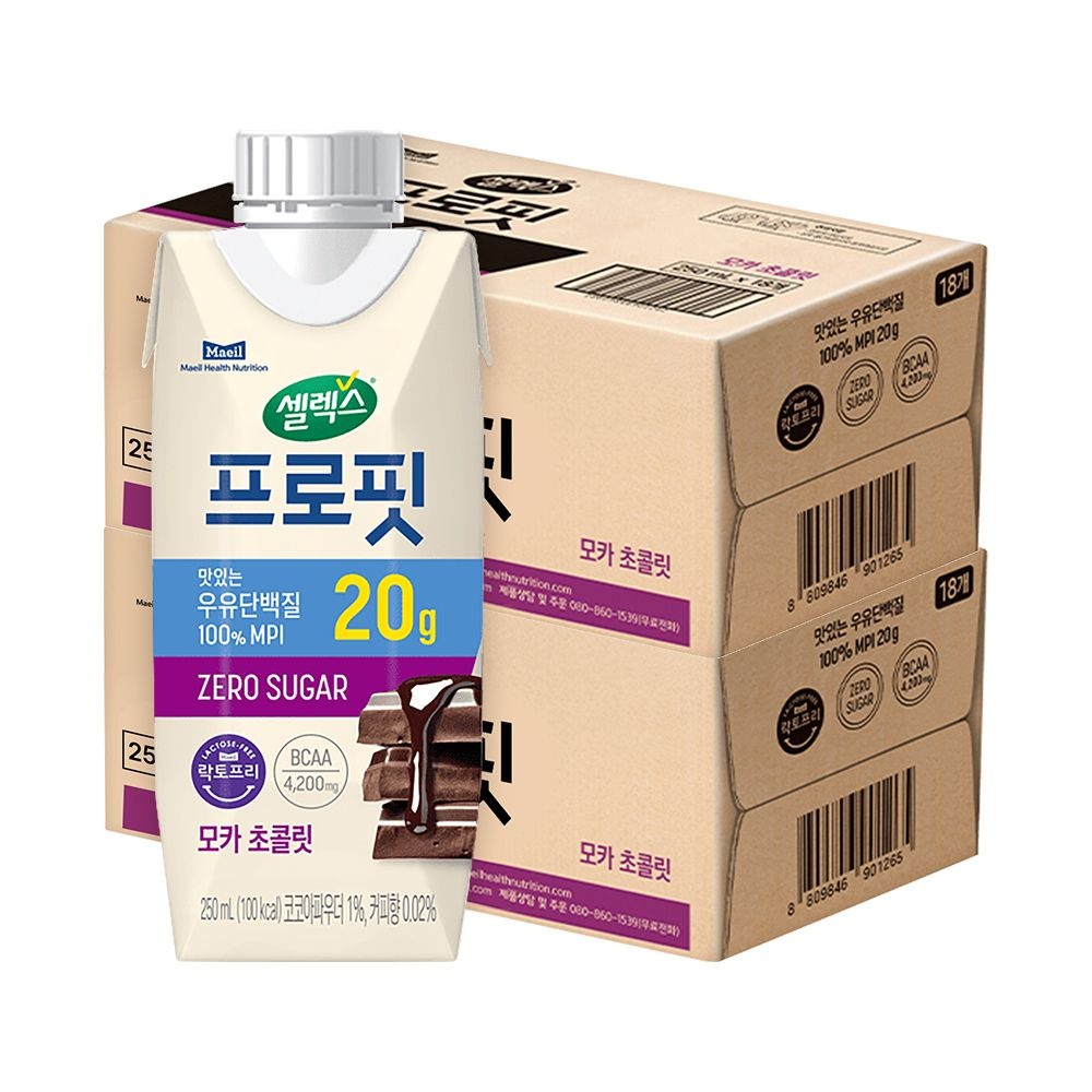 셀렉스 프로핏 완전단백질 모카 초콜릿 드링크 250ml 36입 (18입 2박스)