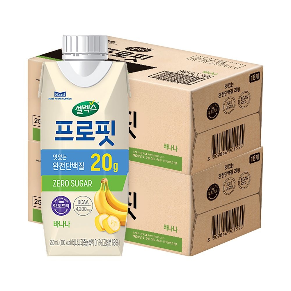 셀렉스 프로핏 완전단백질 바나나 드링크 250ml 36입 (18입 2박스)