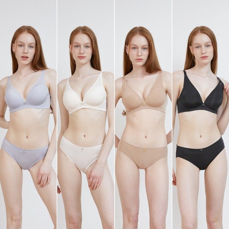 원더브라 400000원 Wonderbra V넥 노와이어 브라팬티 8종세트 블루퍼플오트밀샌드베이지블랙 WBW4N29303132_T 456373