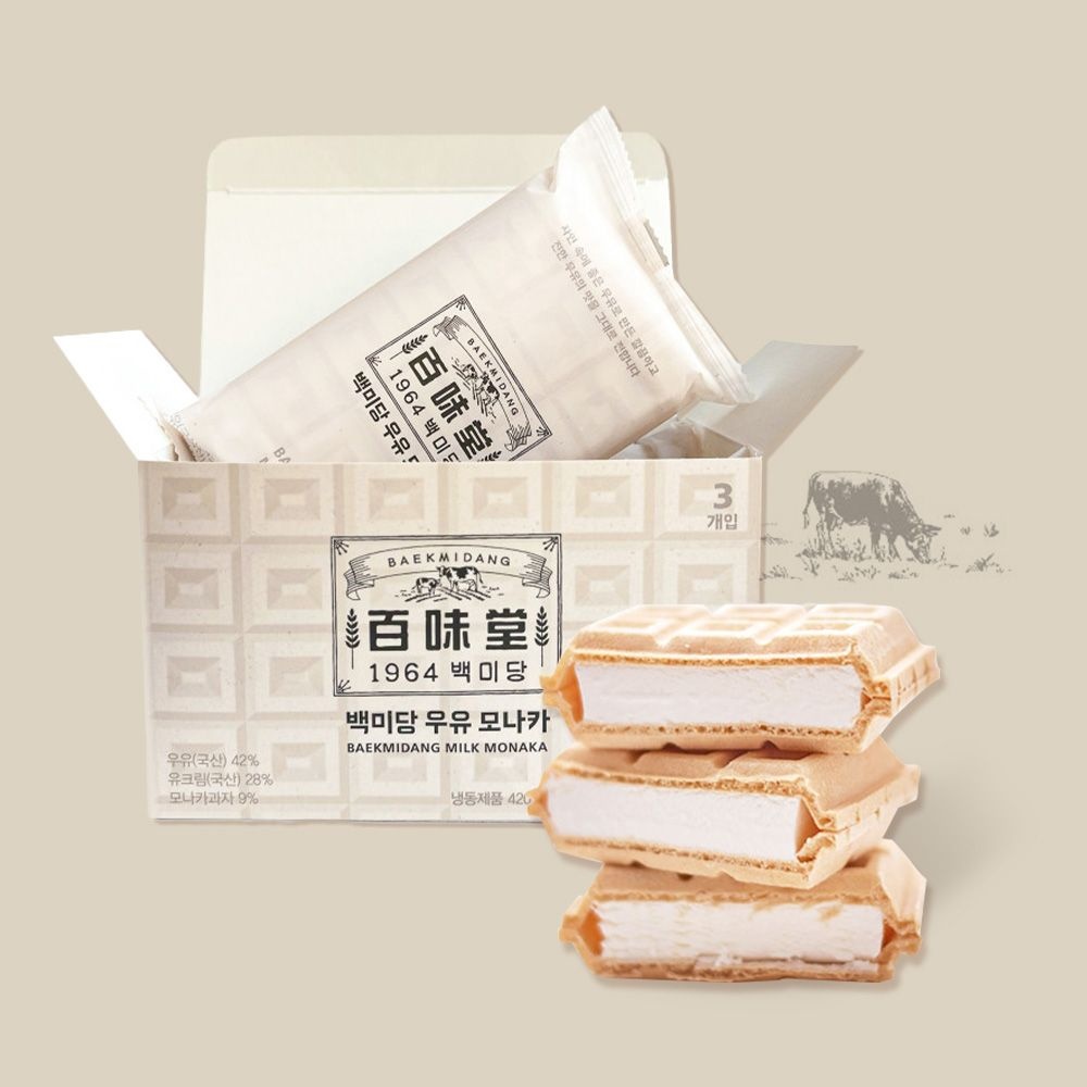 남양유업 [냉동] 백미당 우유 모나카 아이스크림 140mL x 6개