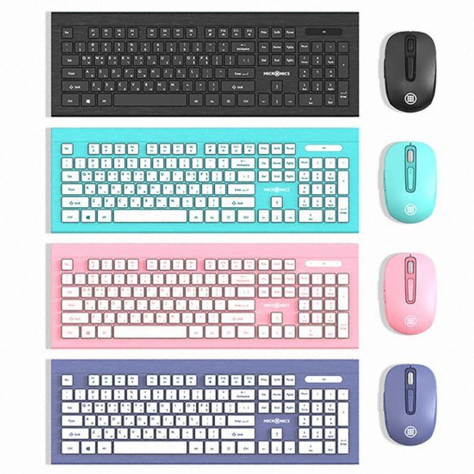 마이크로닉스 MANIC KM330 무선 슬림 키보드 마우스 합본(핑크) [BKE15349]