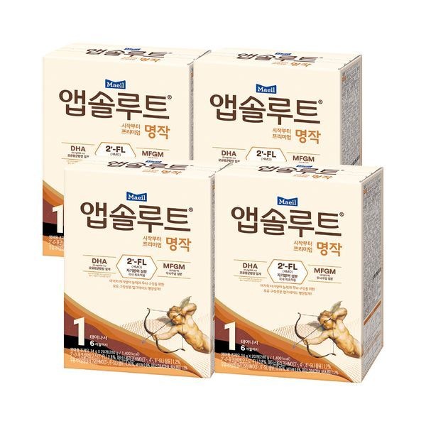[하프클럽]리뉴얼 앱솔루트 명작 2FL 분유 스틱 1단계(0~6개월) 14g 80포(20입 4박스)