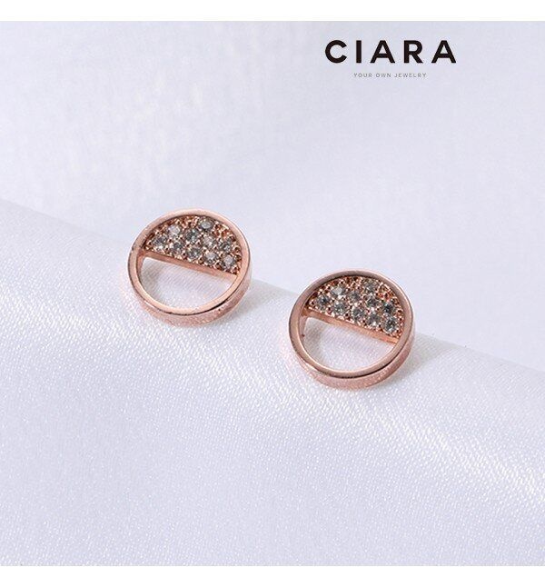 [패션플러스][씨아라]CIARA 14K Livorno 하프문 샤이닝스톤 귀걸이(SilverPin)