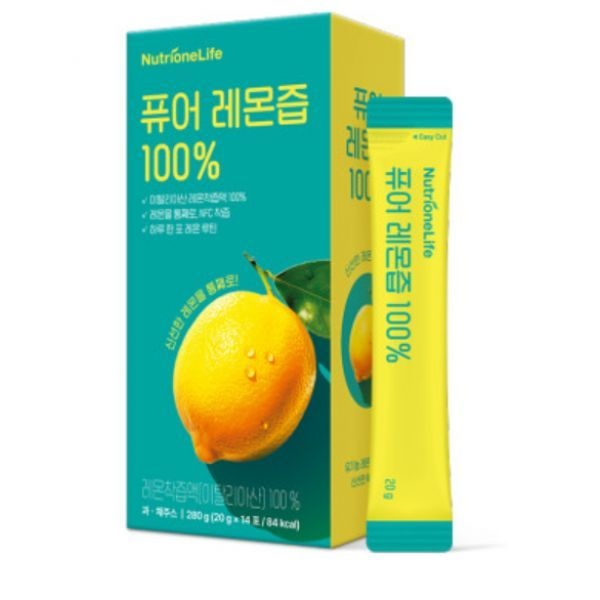 뉴트리원 퓨어 유기농 레몬즙 100% NFC 레몬 착즙 14포, 6개