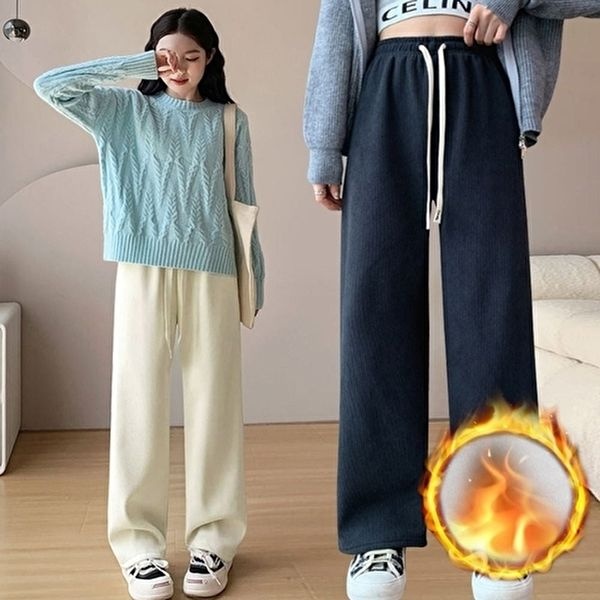 코듀로이 기모 바지 골덴 일자 밴딩 겨울 벨벳 팬츠 (HSJ-WD38036)