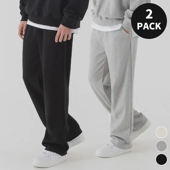 [2 PACK] 에센셜 세미 와이드 스웨트팬츠 (3color)