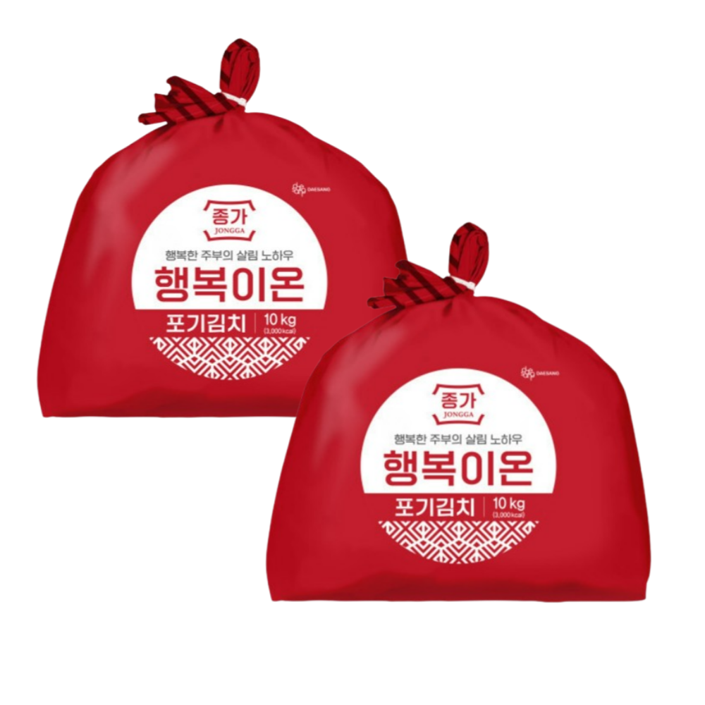 대상 종가 행복이온 포기김치 10kg x 2개 중부식 일반식