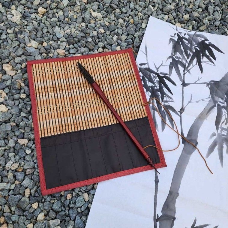대나무 붓말이 서예 캘리그라피 붓 케이스 보관함 36cm