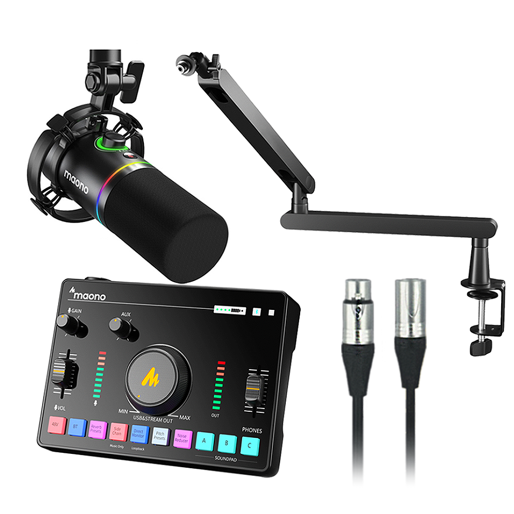 마오노 캐스터 AMC2 NEO + PD200X 스트리밍 방송용 오디오 믹서 마이크 스탠드 블랙 올인원 패키지2