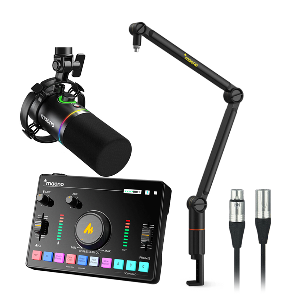 마오노 캐스터 AMC2 NEO + PD200X 스트리밍 방송용 오디오 믹서 마이크 스탠드 블랙 올인원 패키지1