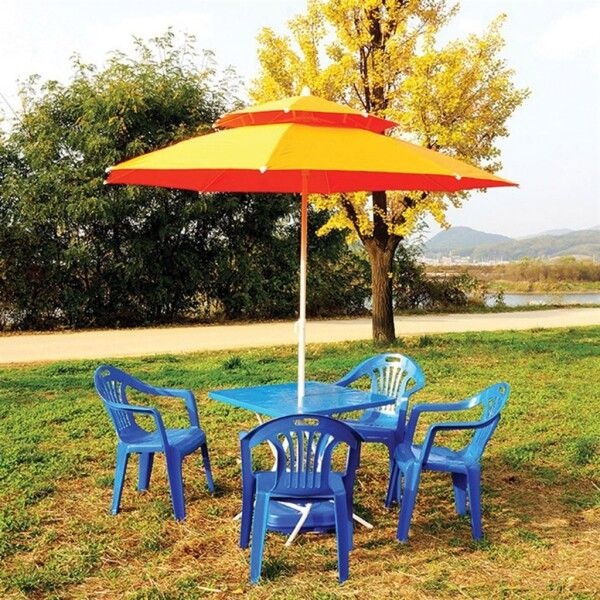 CM산업 굿즈트리 [굿즈트리] 시원그늘 2단 파라솔(270cm) (옐로) (받침대 미포함)