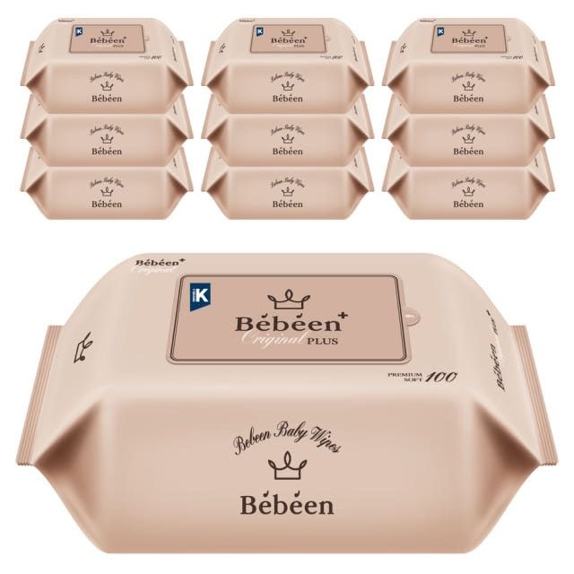 베베앙 저자극 오리지널 플러스 유아물티슈 리필형, 100매, 10팩