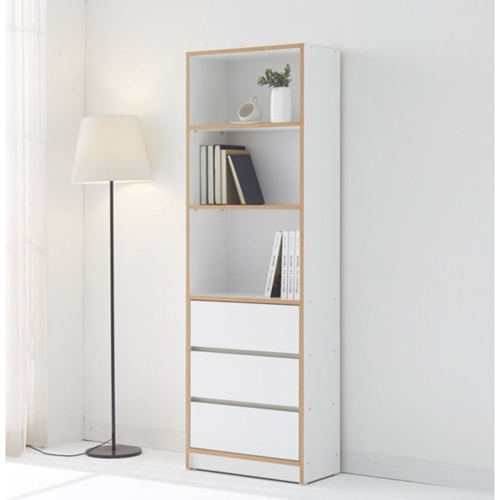 거실 인테리어 슬림 북케이스 3단서랍 책장(60cm 3색) 진열장 디자이너 LP