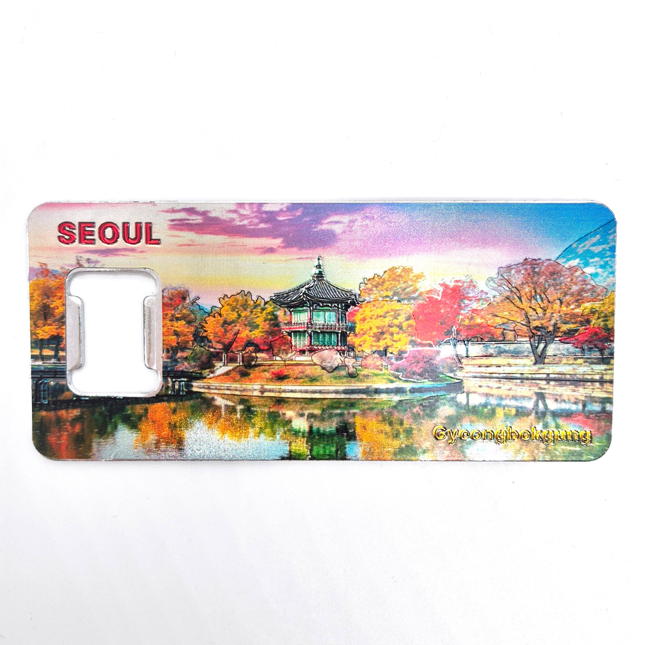 [온누리상품] 전통 냉장고자석 마그넷 오프너 서울 향원정 단풍 + 상자 외국인 관광 기념품 선물