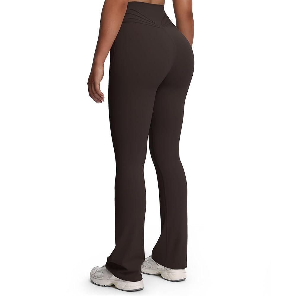 [해외] Aoxjox 여성용 미니 플레어 레깅스 트리니티 복부 컨트롤 하이 웨이스트 와이드 레그 요가 팬츠 73.7cm/78.7cm/83.8cm29인