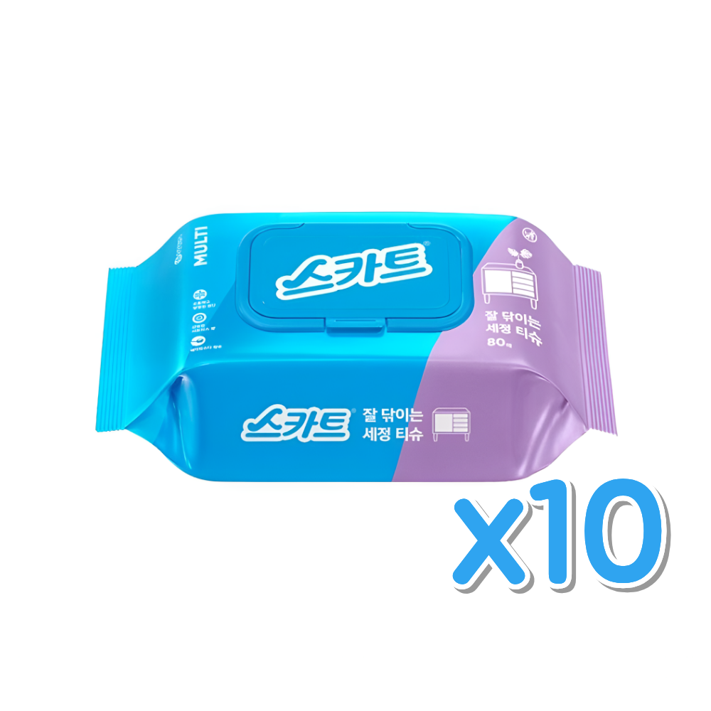 스카트 잘 닦이는 세정티슈 80매 x 10팩