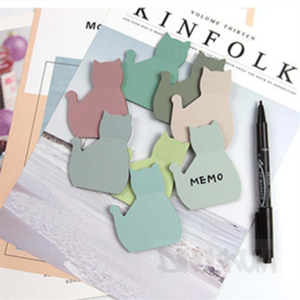 디노꿈 고양이 투명 접착메모지 8P 예쁜메모지 모니터메모지 공부메모지