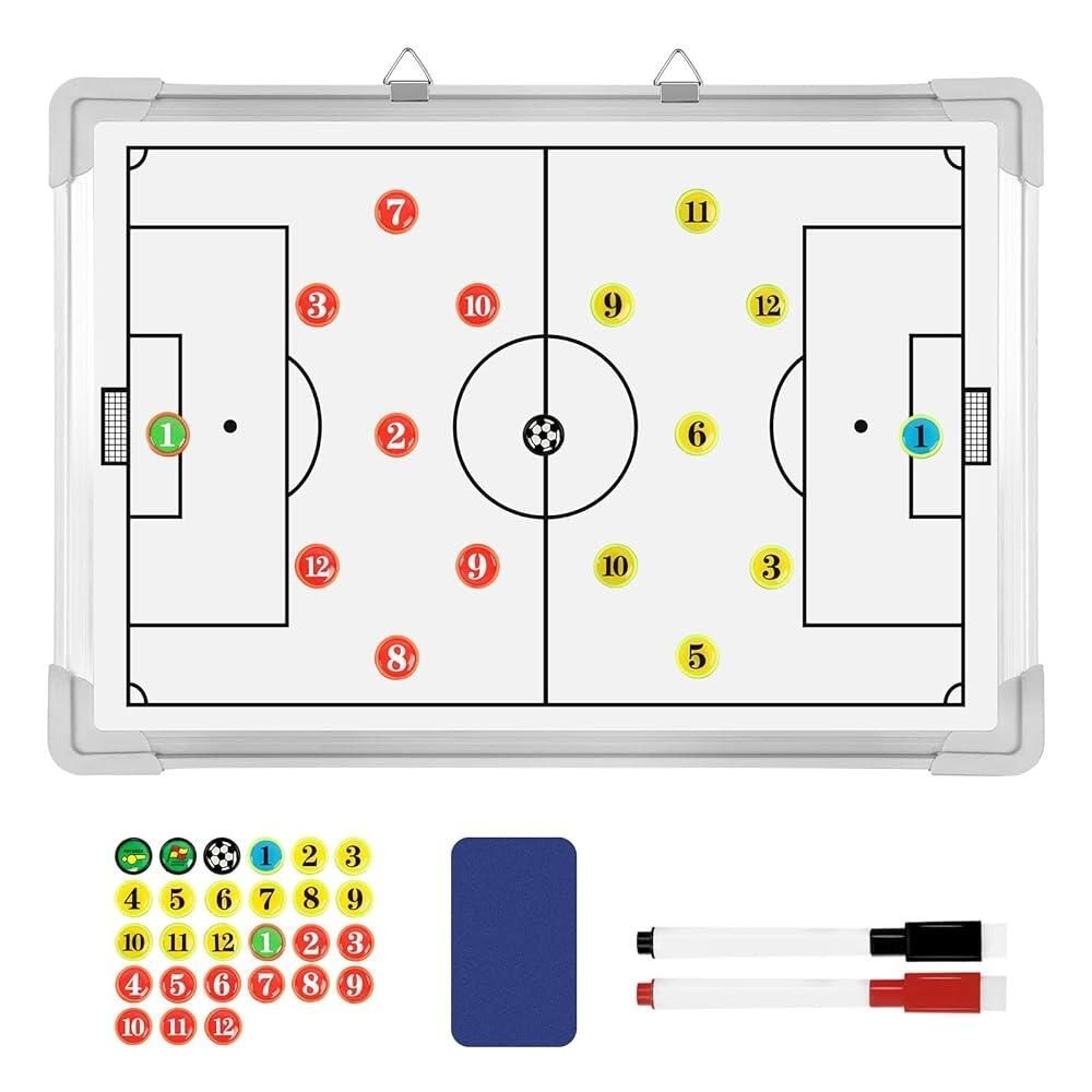 [해외] 축구 드라이 지우개 코치 클립보드, 대형 라인업 코칭 전략 전술 보드, 화이트보드 칠판용 휴대용 클립보드