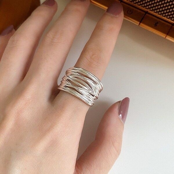 세베트 매듭 꼬임 포인트 여성 실버 반지 925 silver