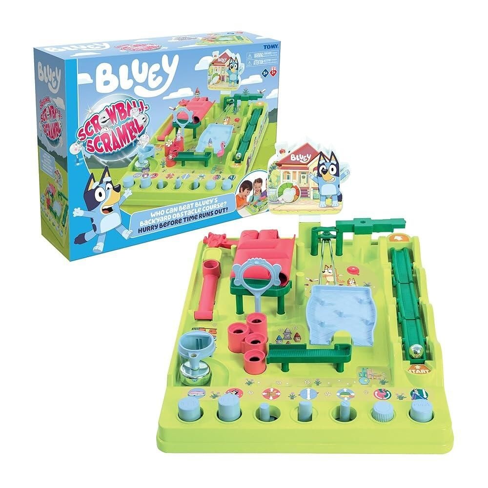 TOMY [해외] TOMY Bluey 스크루볼 스크램블 마블 미로 - 비트 더 클럭 물 코스 런 기술 민첩성 챌린지 14인용 5 [호환]